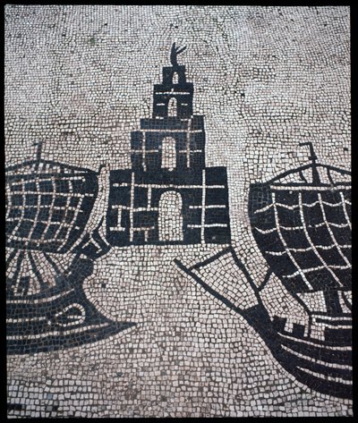 Roman Art: “” Lighthouse and Ships”” Mosaic of the Corporation des gens de la mer, Place des Corporations 作者 小说