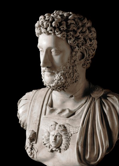 罗马艺术：“罗马皇帝康茂德（161-192）”大理石半身像 - Musei Capitolini 罗马 - 康茂德皇帝半身像（161-192） - 大理石雕塑 - Musei Capitolini，罗马，意大利 作者 小说