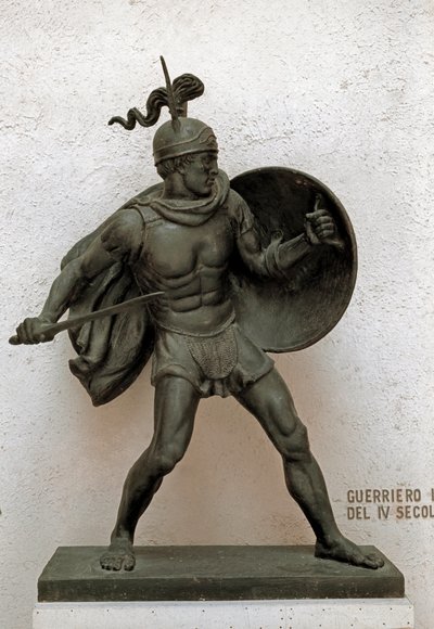 罗马艺术：罗马战士铜像。 公元前 4 世纪。 罗马，罗马文明博物馆 作者 小说