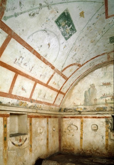 罗马艺术：卡瓦诺墓的景色。 公元 100-150 年。 那不勒斯，国家考古博物馆 作者 小说
