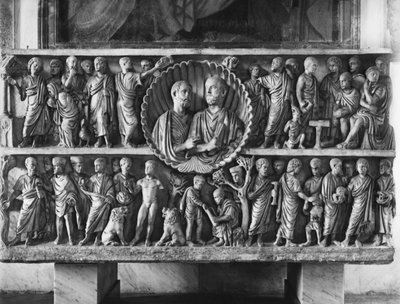 Sarcophagus, known as the one of The Two Brothers, depicting scenes of the Ancient and New Testament, mid 4th century (marble) 作者 小说