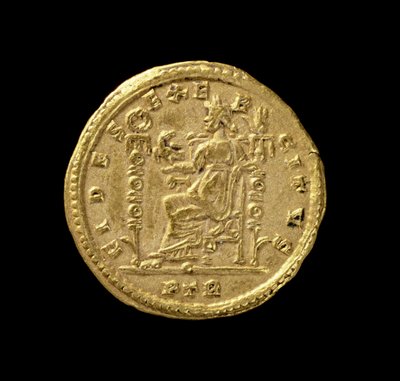 康斯坦丁（反向）康斯坦丁一世，大帝（公元306年 - 公元337年）描绘了坐在宝座上的左翼。铭文：FIDES EXERCITVS（金色）（正面见119150） 作者 小说