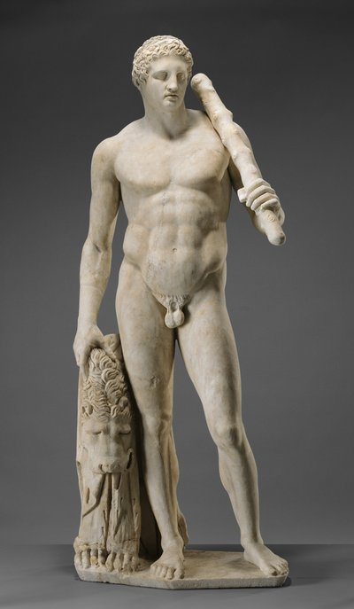 赫拉克勒斯雕像，c.125（大理石） 作者 Roman