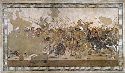伊苏斯战役由亚历山大三世击败达里奥斯 (Darius) 三世科多曼 (公元前 335 - 331 年) - 庞贝马赛克 - 作者 Roman