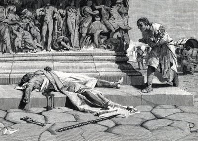 普布利乌斯-克洛迪乌斯-普尔切（公元前 92-52 年）的尸体在罗马的 via appia 被发现（雕刻） 作者 小说