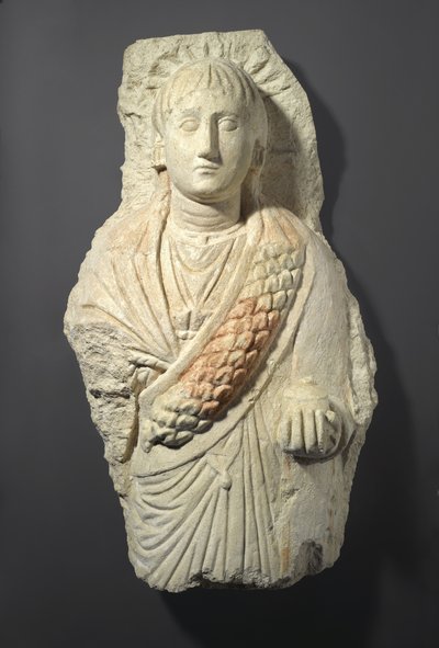 一个女人的殉葬品，发现于Oxyrhynchos，3-4世纪（石灰岩，有石膏和油漆的痕迹 作者 罗马时期 埃及人