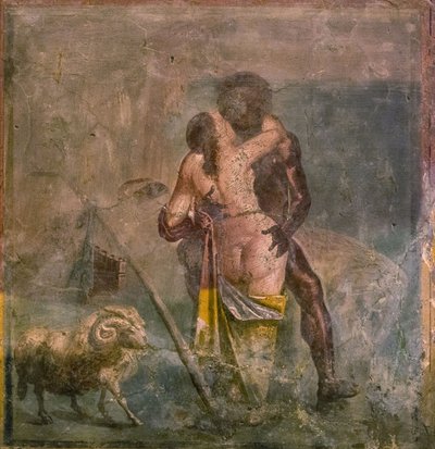 加拉提亚和波吕斐摩斯，1世纪。 作者 Roman Pompeian wall painting.
