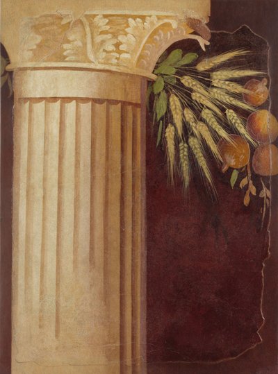 从Boscoreale的别墅的peristyle壁画片段，c.50-40 BC 作者 罗马共和时期
