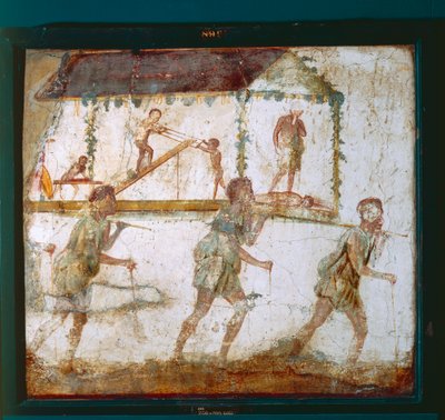 描绘木匠游行的壁画，庞贝城的木匠作坊 作者 Roman Roman