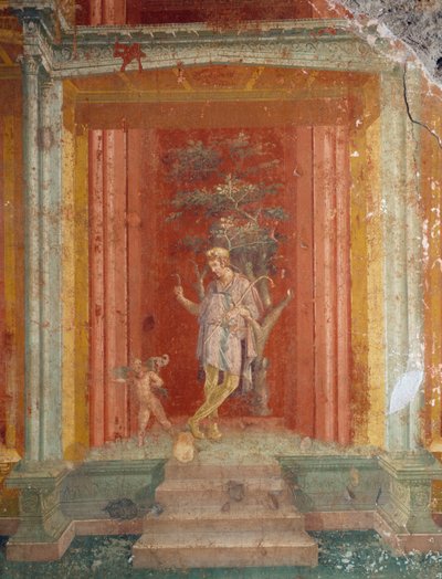 剧场场景，红底壁画（IV 风格），出自庞贝 Pinarius Cerialis 之家（联合国教科文组织世界遗产名录 作者 罗马罗马
