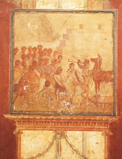 特洛伊木马，来自米南德之家的壁画，庞贝，坎帕尼亚，罗马文明 作者 Roman Roman