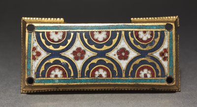 匾额，可能来自灵位神龛，约1180-1190年（铜镀金，champlevé和掐丝珐琅）。 作者 罗马式