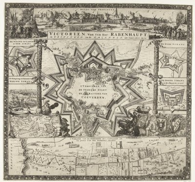 1672-1673 年拉本豪普特在格罗宁根的胜利
Victorien van syn exc.拉本豪普特，1672 年和 1673 年在格罗宁根和奥姆兰登（标题见实物） 作者 Romeyn de Hooghe (attributed to)