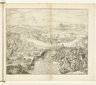 帕尔马公爵军队的撤退，1592 年
帕尔马公爵的大撤退（物品上的标题）
佛兰德斯战争（系列标题） 作者 唐璜德莱德斯玛