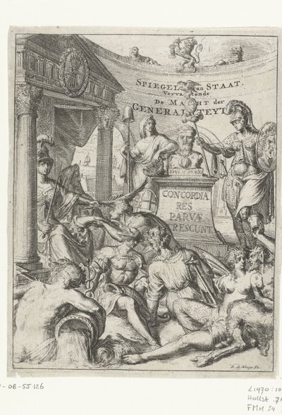 Romeyn de Hooghe 的《Spiegel van Staat》第二卷标题印刷品
Spiegel van Staat.包含《将军的权力》（标题在实物上） 作者 Romeyn de Hooghe