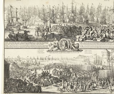 威廉三世的英国之行，1688 年
Departure of S.K.H. na England, den 11. Nov. 1688 / Aenkomst van S.K.H.D.P. van Orangie in England, den 15.
Depart de S.A.R. pour Angleterre, Le 11.No. 作者 阿尔特·德克斯。乌桑