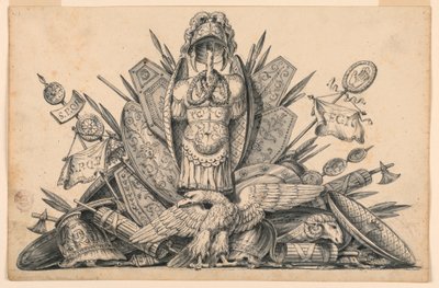 素描，1830-1850 年打算用绘画表现的武器战利品 作者 罗莫洛·阿奇里·利夫拉尼