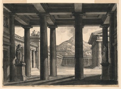 歌剧《庞培的最后一天》的舞台设计，米兰斯卡拉歌剧院，1827 年 作者 罗莫洛·阿奇里·利夫拉尼
