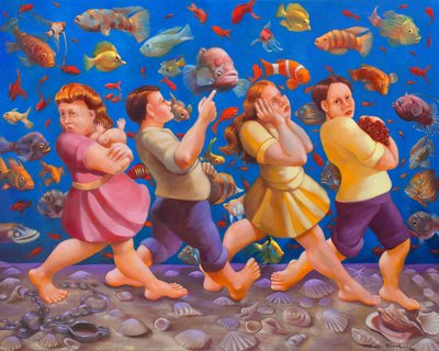 横渡红海，2008 年（布面油画） 作者 罗斯玛丽·阿德科克
