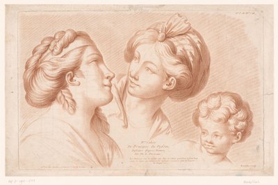 标题印刷有两个女人的头像和一个孩子的头像 IVe Cahier de Principes du Dessin d