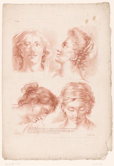 四个不同姿势的女性头像
自然绘画原理，第三部分（系列名称）
大自然绘画原理》第三辑（丛书名） 作者 蒙达尔和让