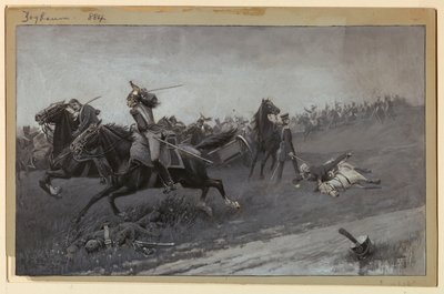 布吕歇尔在利尼被击败 作者 鲁弗斯·费尔柴尔德·佐格鲍姆（Rufus Fairchild Zogbaum）