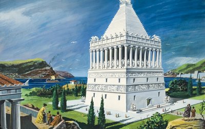 哈利卡纳苏斯陵墓，完成于公元前 353 年（纸面水粉画） 作者 鲁杰罗·乔瓦尼尼