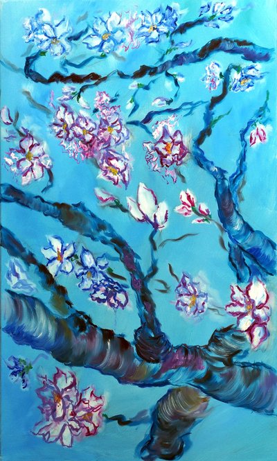 永恒之花三联画 - 中间，2024 年（布面油画） 作者 鲁斯拉娜·莱万多夫斯卡