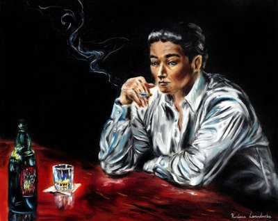 酒吧之谜，2024 年（布面油画） 作者 鲁斯拉娜·莱万多夫斯卡