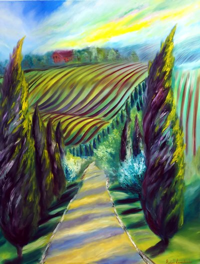 意大利托斯卡纳阳光下，2024 年（布面油画） 作者 鲁斯拉娜·莱万多夫斯卡