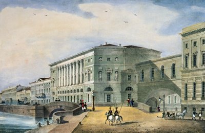 从1822年的瓦西里岛看到的冬宫剧院 作者 俄语学校