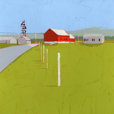 拐弯处，2025 年（木板上的丙烯酸颜料） 作者 