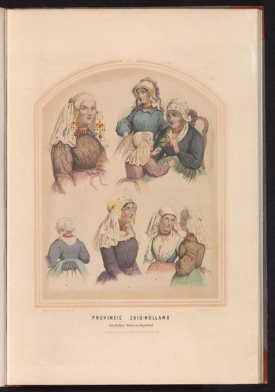 南荷兰省 Overflakkee、Voorne 和 Oud-Beijerland 的服饰，1857 年
南荷兰省 Overflakkee Voorne 和 Beijerland / XVI（标题在实物上） 作者 瓦伦丁·宾