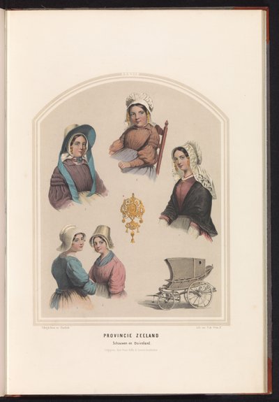 泽兰省舒文和杜维兰的服饰，1857 年
泽兰省。Schouwen和Duiveland / XXVIII（标题在实物上） 作者 瓦伦丁·宾