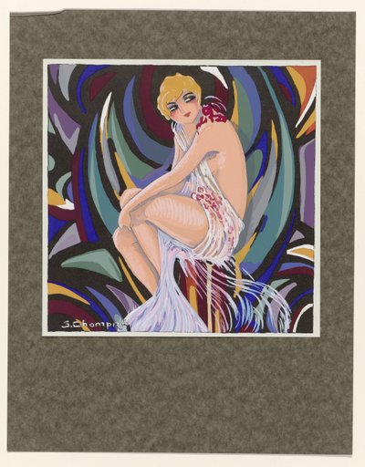 Femmes Modernes》，1926 年：带帷幔的女子坐姿。 作者 S Chompré