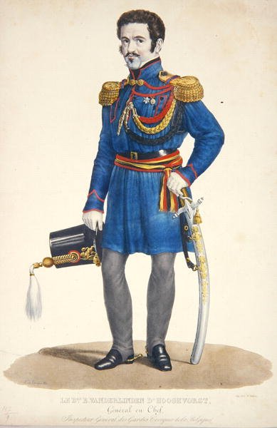 Emmanuel Vanderlinden，Hooghvorst男爵将军，比利时国民警卫队指挥官，由F. Judenne刻制 作者 S. de Droogers