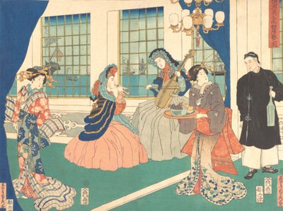 1861年9月，横滨一家外国商业机构的客厅。 作者 歌川贞秀