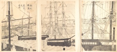 横滨近海的外国船只，19世纪。 作者 歌川贞秀