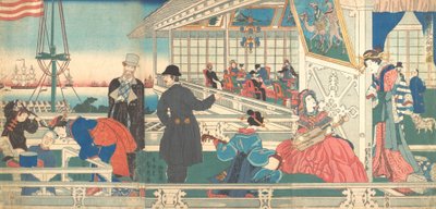 1861年9月，横滨的外国商人之家。 作者 歌川贞秀
