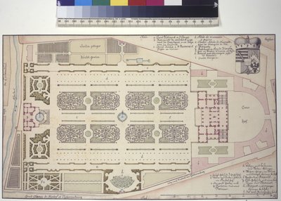整页：列支敦士登花园宫殿--地面平面图（钢笔和墨水绘图） 作者 所罗门小人