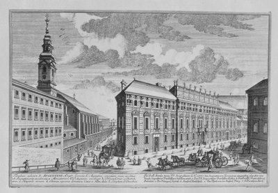 Dorotheergasse的视图显示Stallburg和由Hieronymous Sperling雕刻的Dorotheum修道院教堂（1695-1777） 作者 所罗门小人