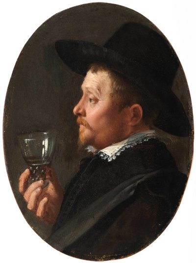 "" 手持 roemer 玻璃的人的肖像 ""（手持 roemer 的人）所罗门·德·布雷 (1597-1664) 油画铜版 作者 所罗门·德·布雷