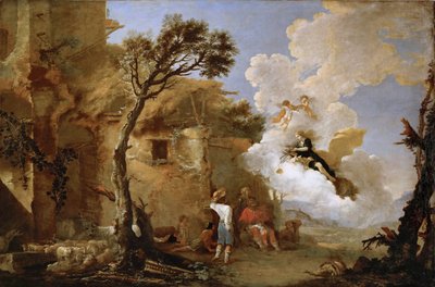 Astree (Astrape) quittant les bergers - The Return of Astraea, by Rosa, Salvatore (1615-1673). Oil on canvas, ca 1640-1645. Dimension : 139,5x209 cm. Art History Museum, Vienne 作者 救世主罗莎