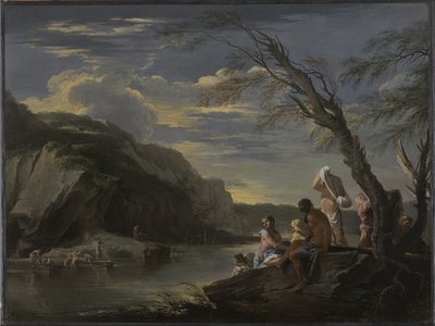 与沐浴者的风景，c.1660 作者 救世主罗莎