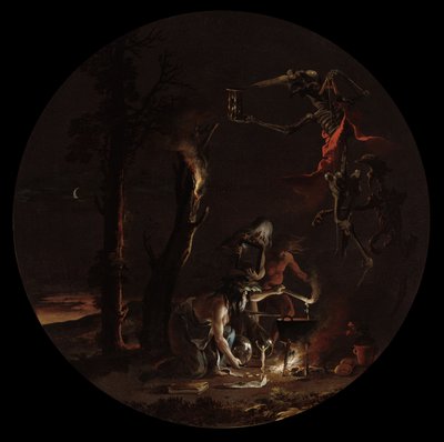 巫术的场景：晚上，c。 1645-1649。 作者 救世主罗莎