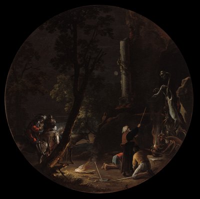 巫术的场景：夜晚，c。 1645-1649。 作者 救世主罗莎