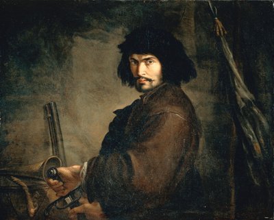 打扮成战士的自画像，由萨尔瓦托-罗萨（1615-1673）创作，布面油画，94x107厘米 作者 救世主罗莎