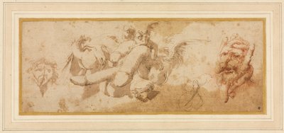 讽刺研究表Amorini Riding Phalli，c。 1650年代。 作者 救世主罗莎