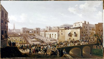 铁路：第一条维苏威铁路开通，那不勒斯-波尔蒂奇。1839 年 10 月 3 日（布面油画） 作者 萨尔瓦多·费戈拉