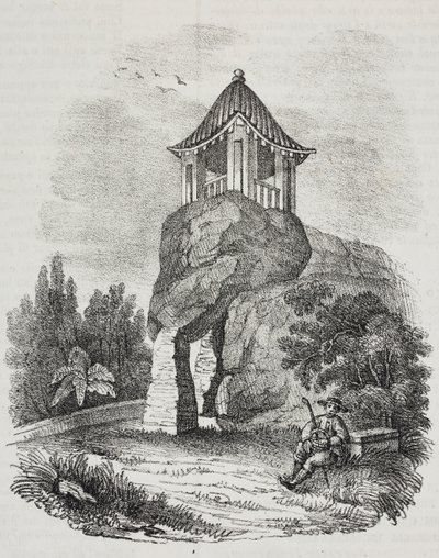 卡莫恩斯洞穴，中国澳门，Salvatore Puglia 的石版画，选自 Poliorama Pittoresco，第 15 期，11 月 19 日 作者 萨尔瓦多·普利亚